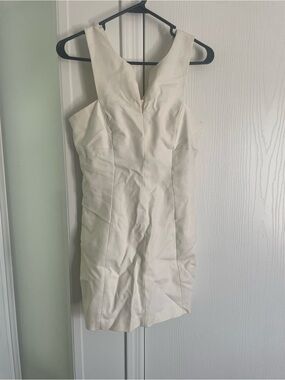 Robert Rodriguez Cream V-Neck Mini Sheath Dress